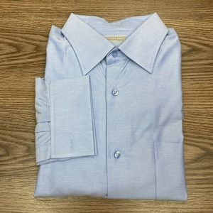 Christopher Lena Solid Blue French Cuff Shirt 17.5